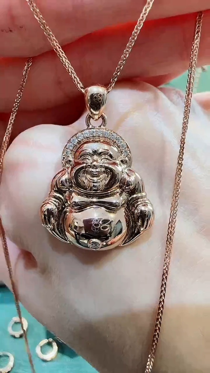 【闪购商品】钻石吊坠(不含链)18K金镶嵌18K金钻石佛公吊坠