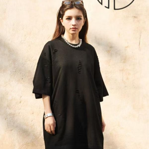 网红痞帅破洞短袖t恤潮牌潮流衣服夏季新款男女同款韩版半截袖