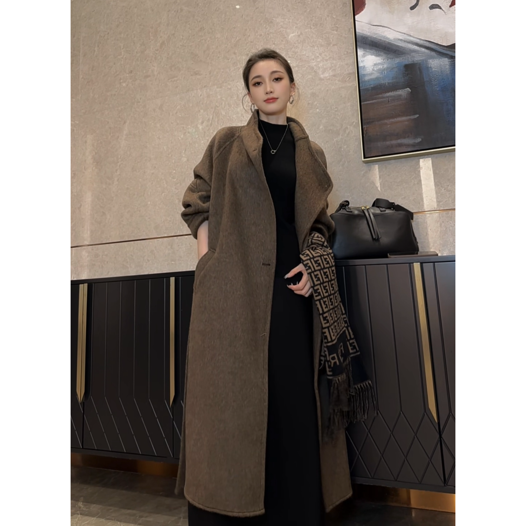 【人生大衣】【插肩袖】【大翻领版型巨显瘦】秋冬超长款羊毛大衣高奢