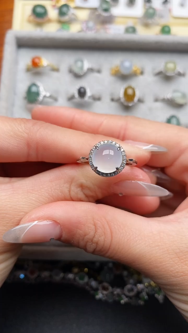 【闪购商品】翡翠戒指银S925镶嵌555555555+3