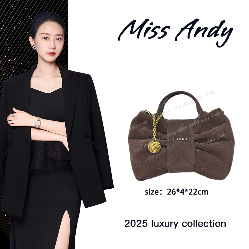 【Andy甄选】SD-50257-绸缎咖秋冬新款26cm原创小众设计女包