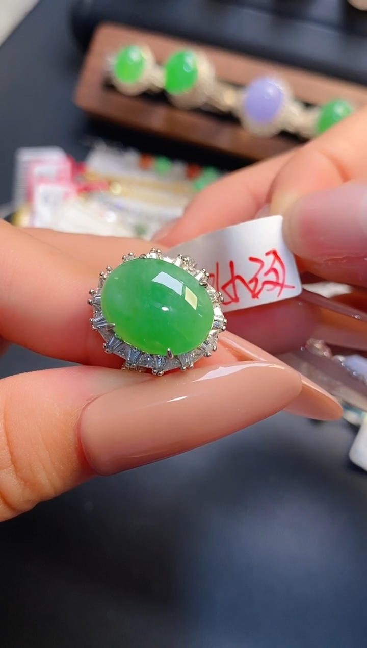 银S925镶嵌戒指翡翠天然