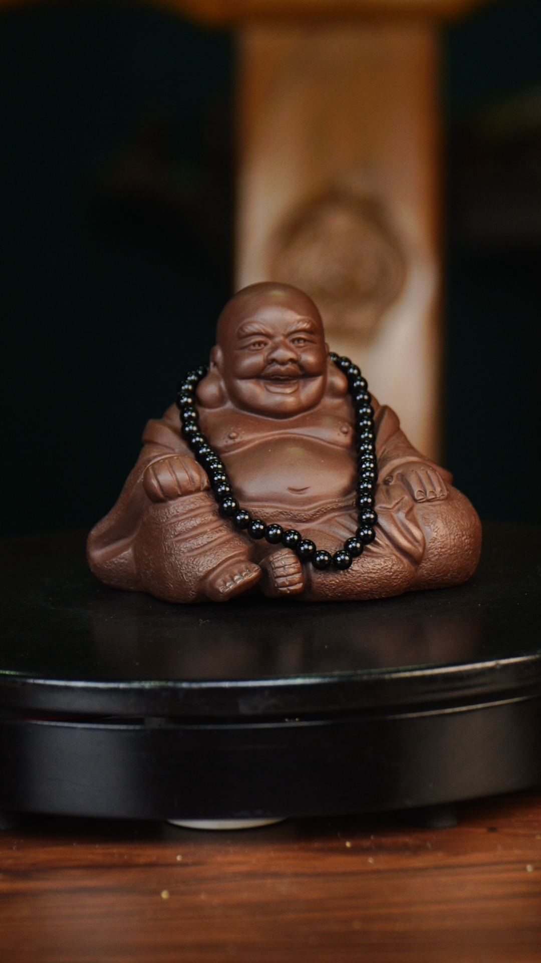 紫弥勒佛（带佛珠）宜兴紫砂