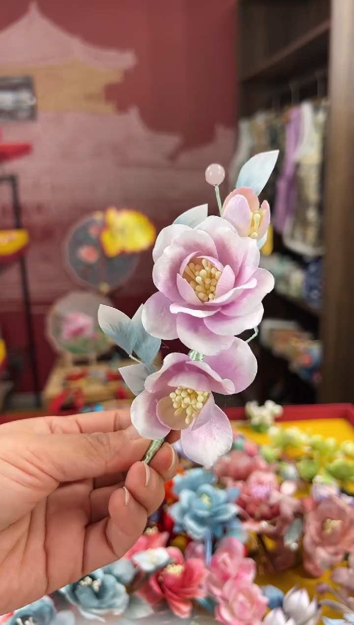 【闪购商品】刺绣非遗绒花（发饰） 