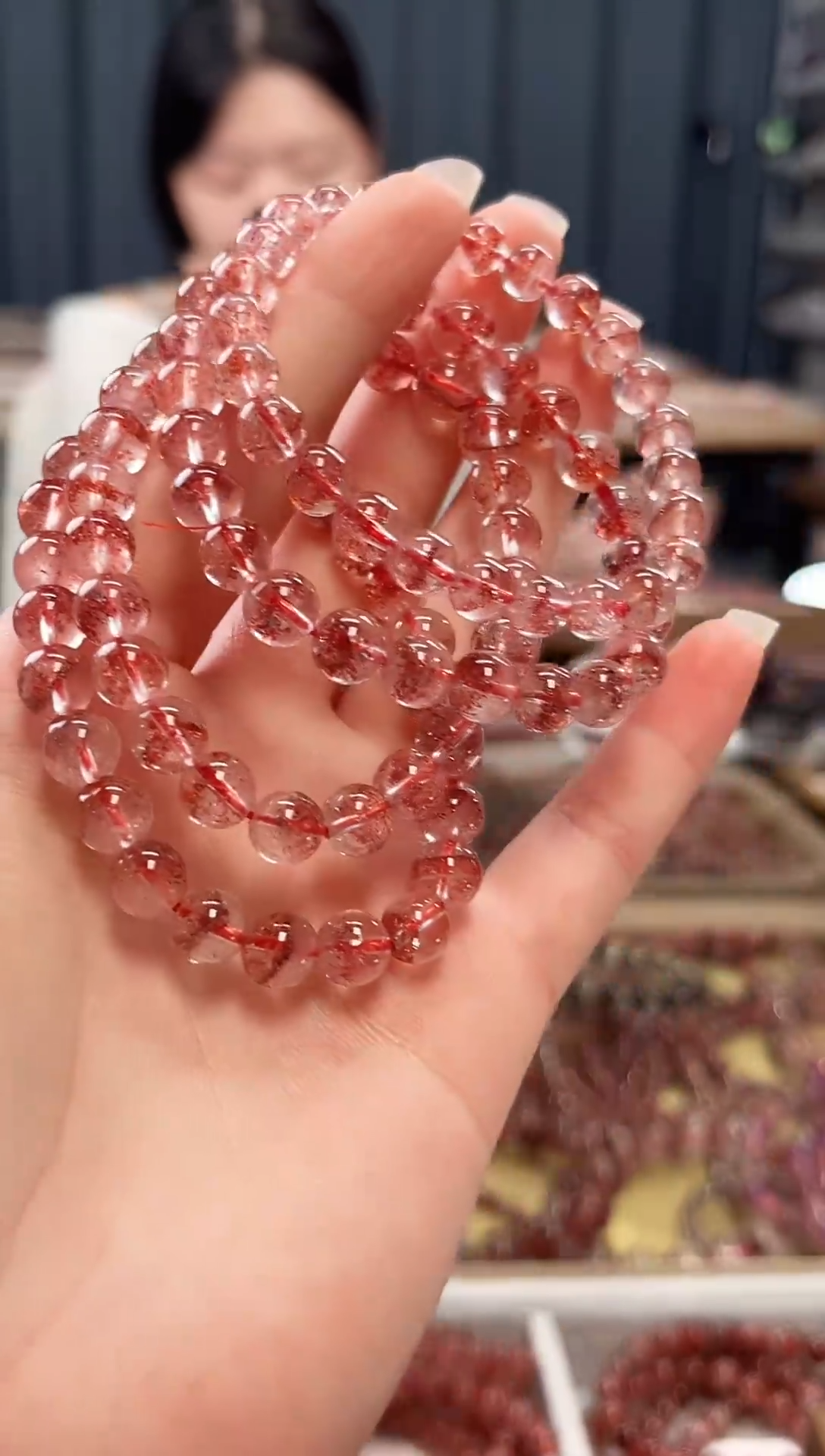 未镶嵌手串水晶金草莓超七单圈手串7mm【多样性发一】