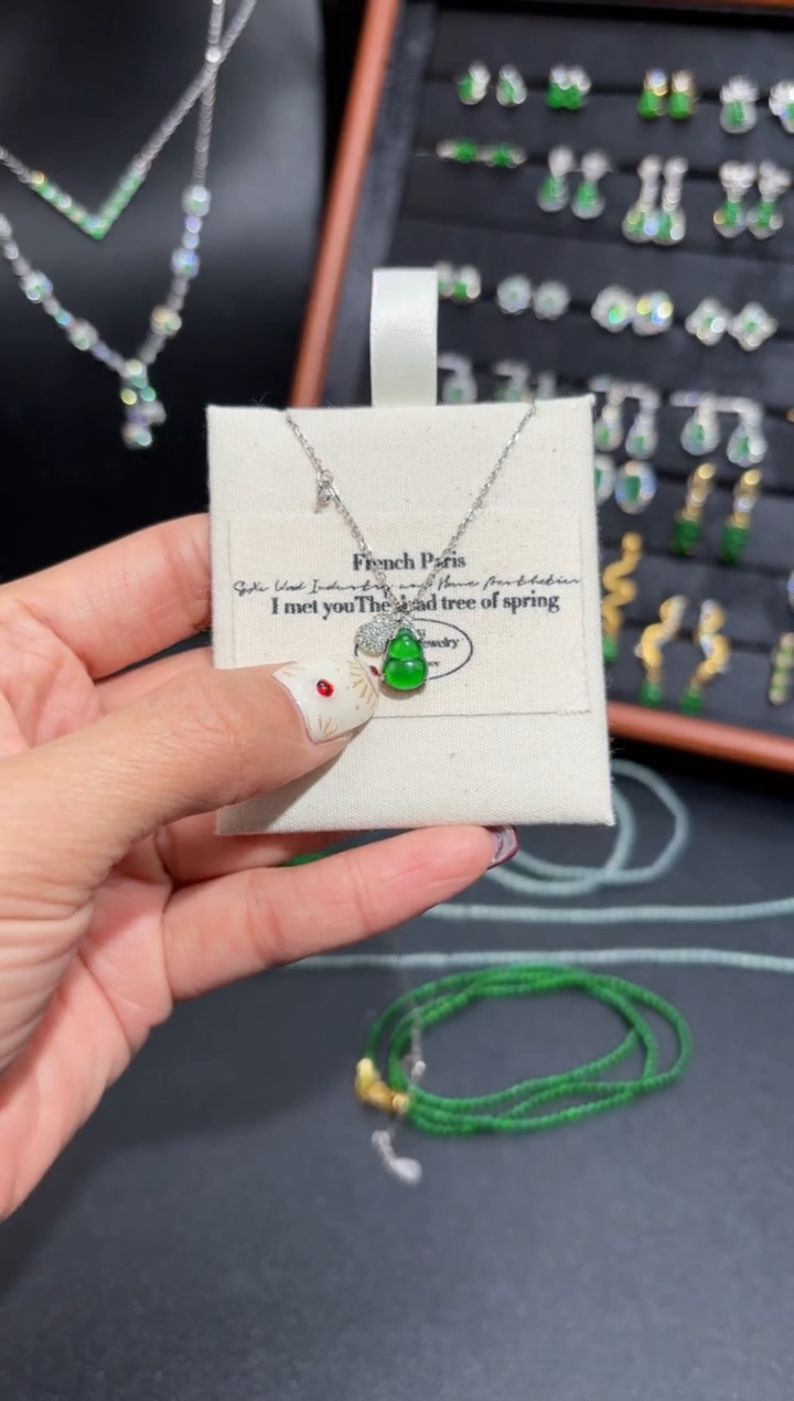 【闪购商品】翡翠颈饰银S925镶嵌葫芦/支持复检/一件