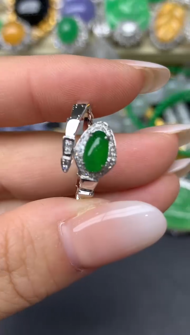 翡翠戒指18K金镶嵌250-七夕珠宝季