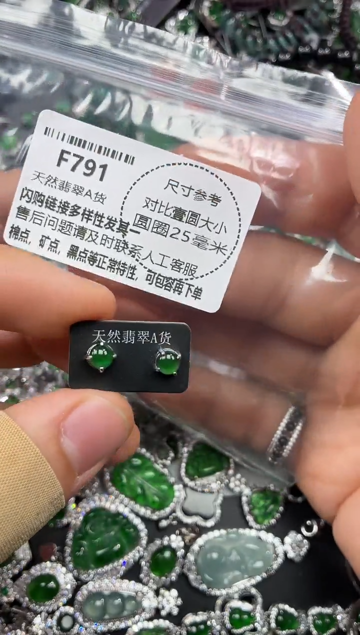 颈饰未镶嵌翡翠F791耳钉