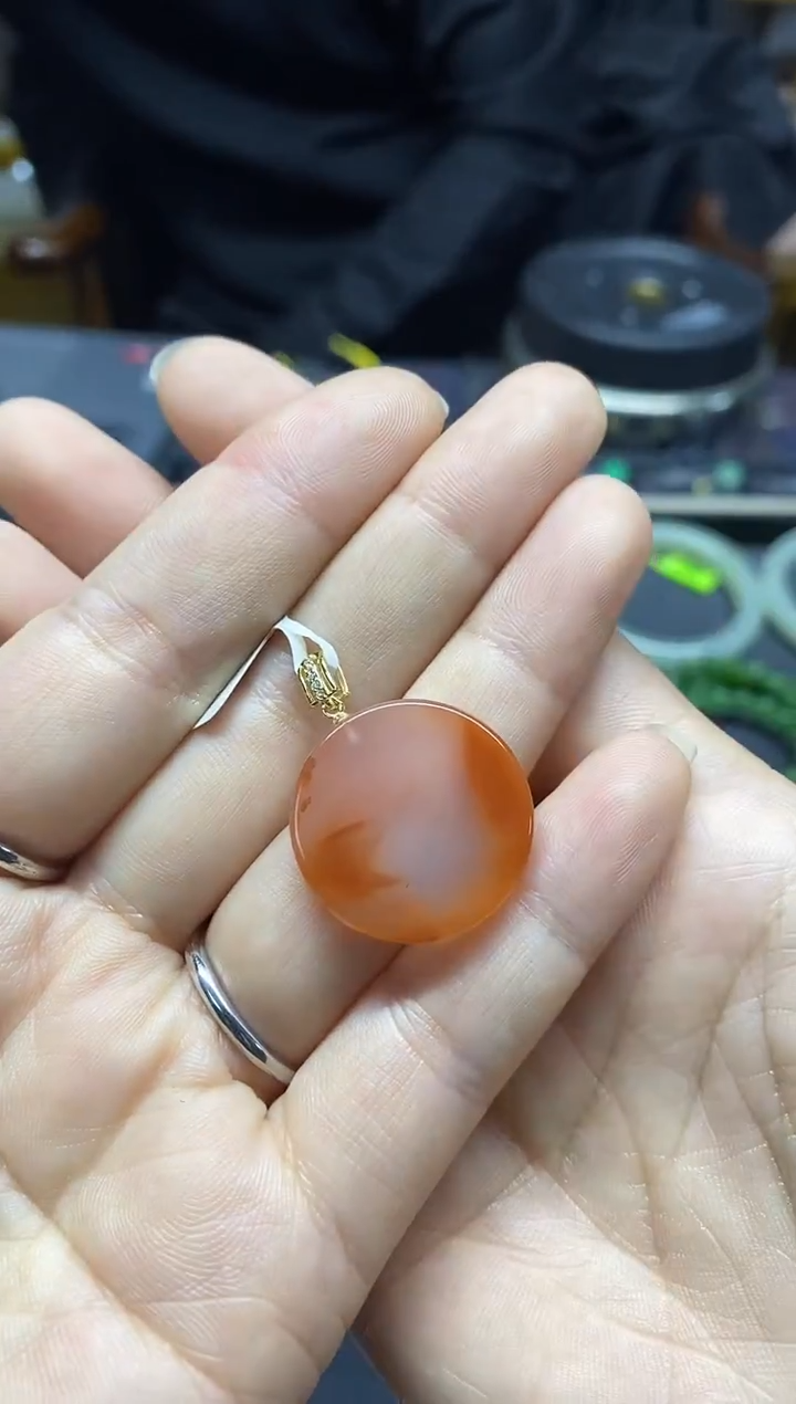 吊坠(不含链)银S925镶嵌南红玛瑙伽****号无事牌