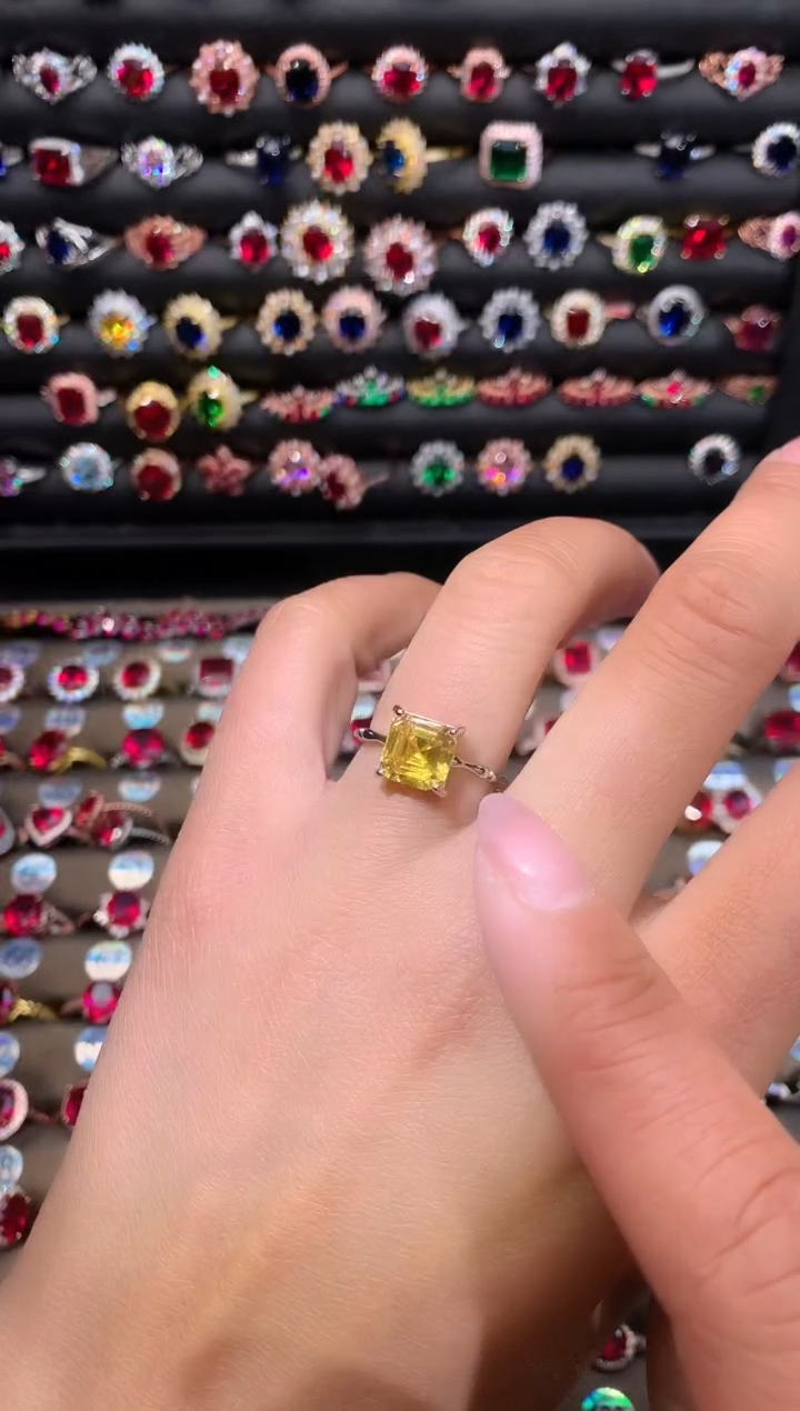 【闪购商品】水晶戒指银S925镶嵌黄水晶8白