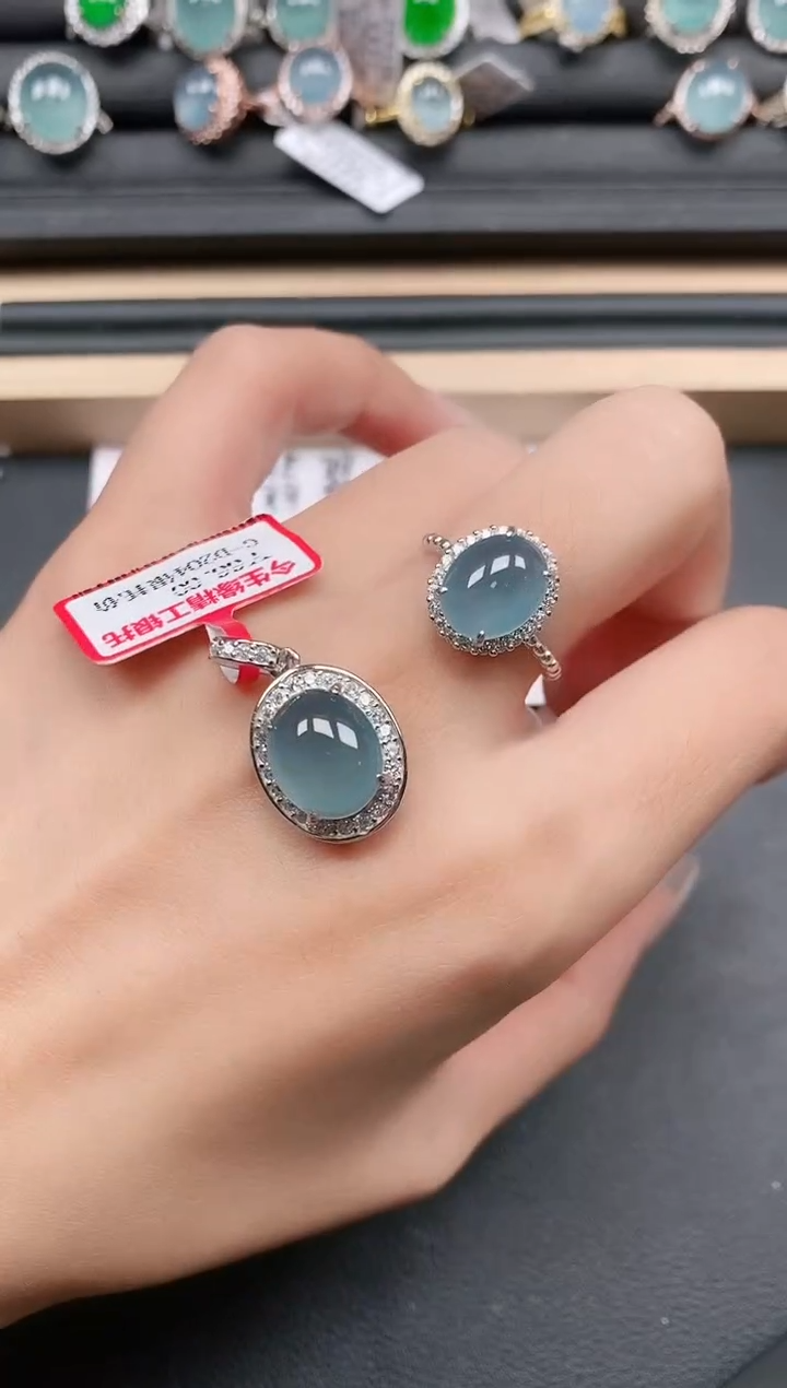 翡翠戒指银S925镶嵌111111