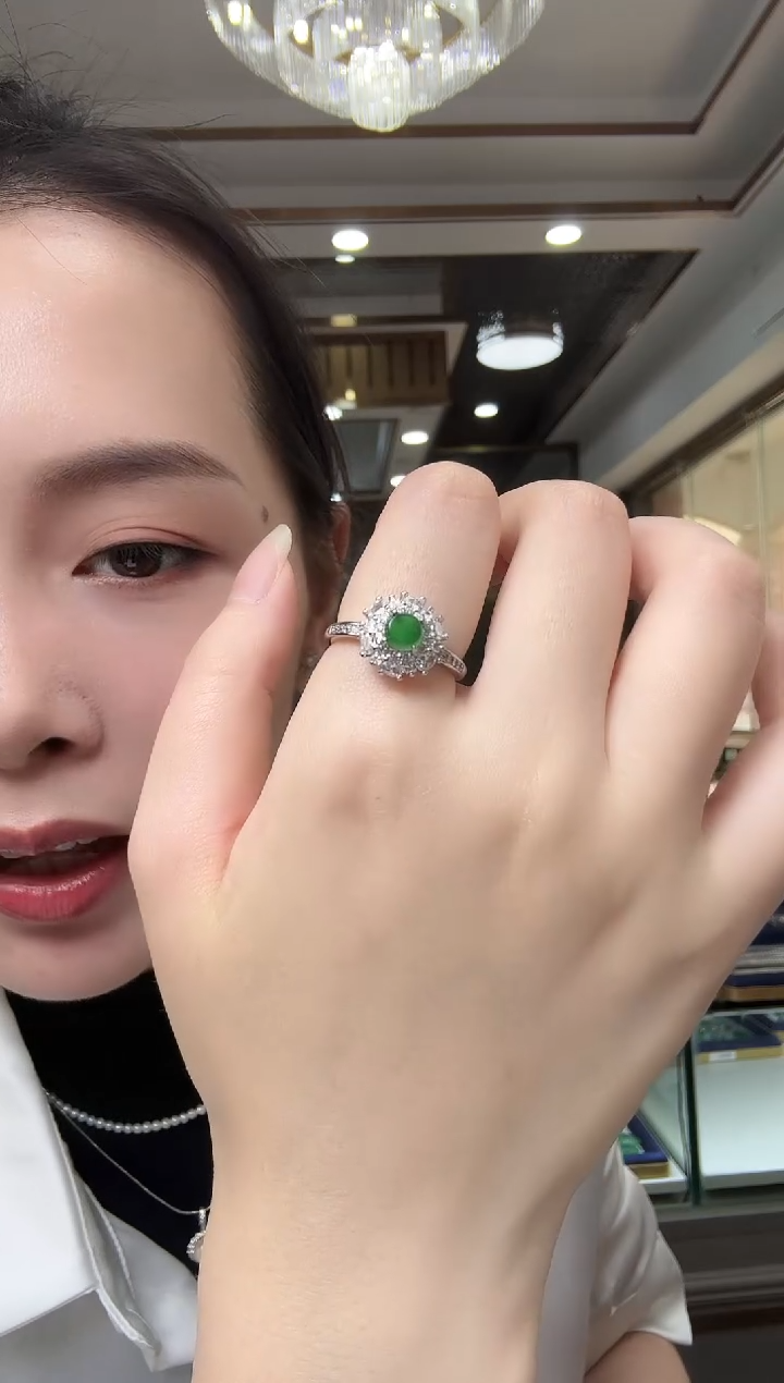 【闪购商品】翡翠戒指合金翡翠开口戒（带翡翠证书）