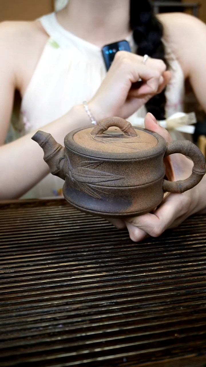 静悟斋老岩泥 黄泥段 竹节壶