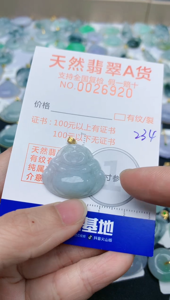 【闪购商品】翡翠颈饰18K金镶嵌天然翡翠A货    234