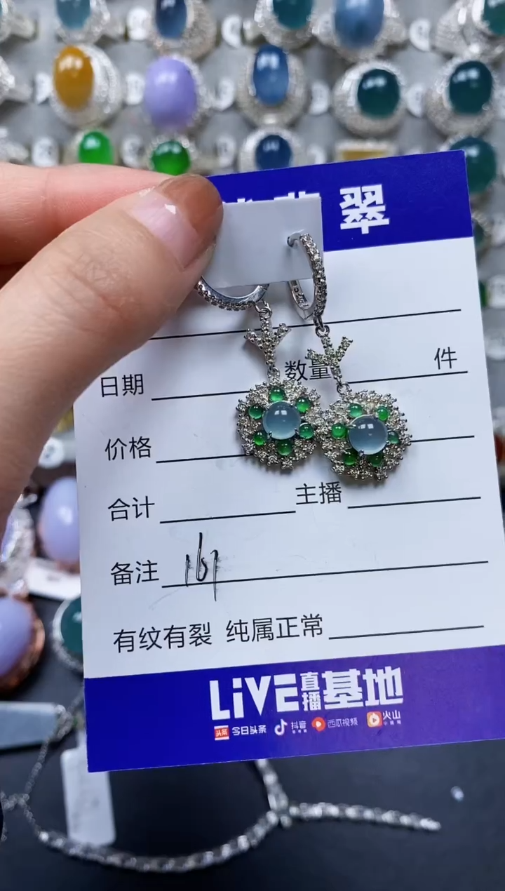 【闪购商品】翡翠耳饰银S925镶嵌0161