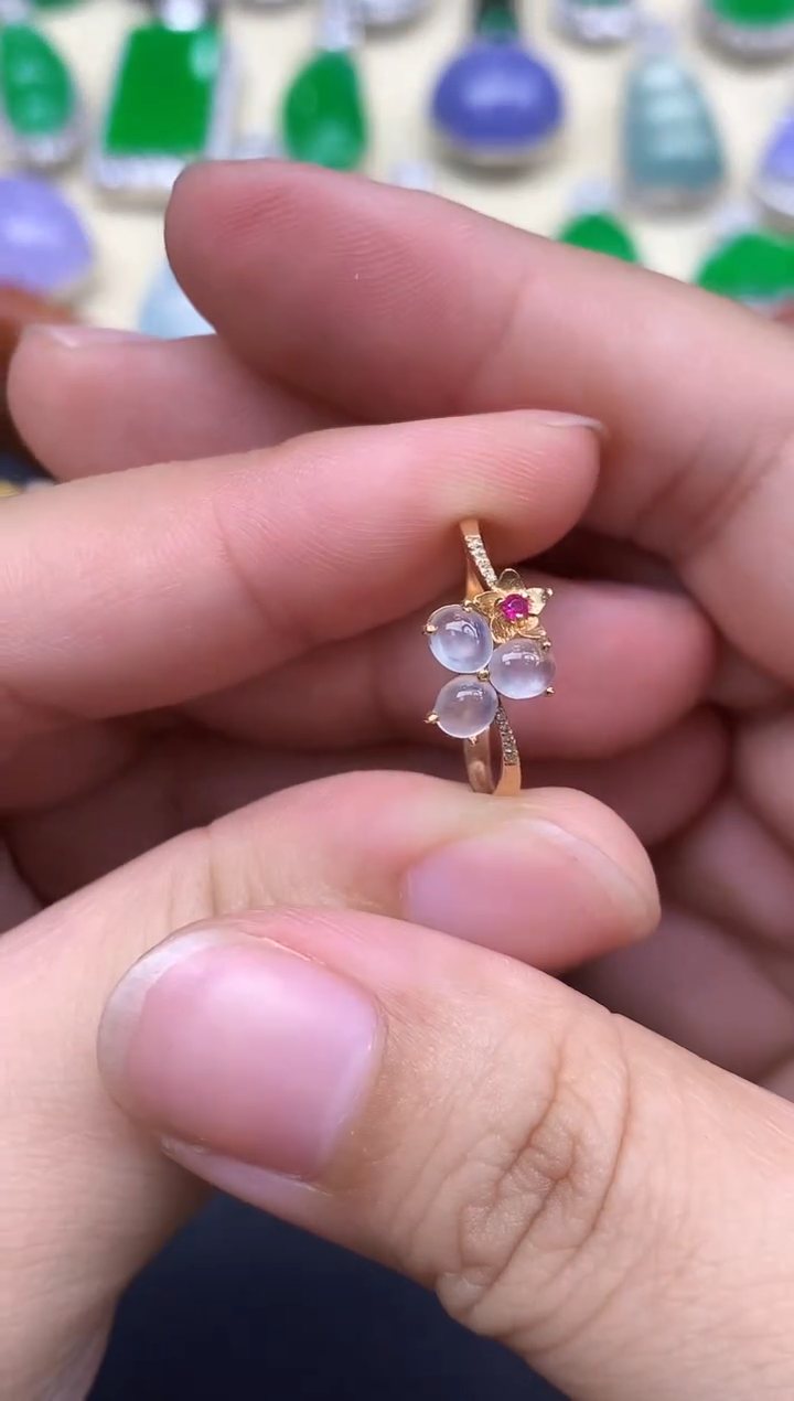 18K金镶嵌戒指翡翠330-中国好珍宝