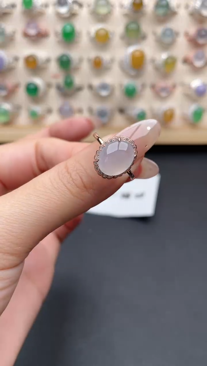 【闪购商品】翡翠戒指银S925镶嵌一物一证一礼盒