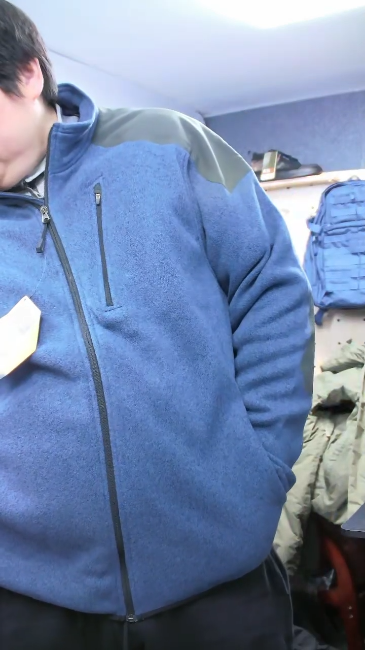 瑕疵品老库存72407全拉链抓绒夹克XXL蓝色