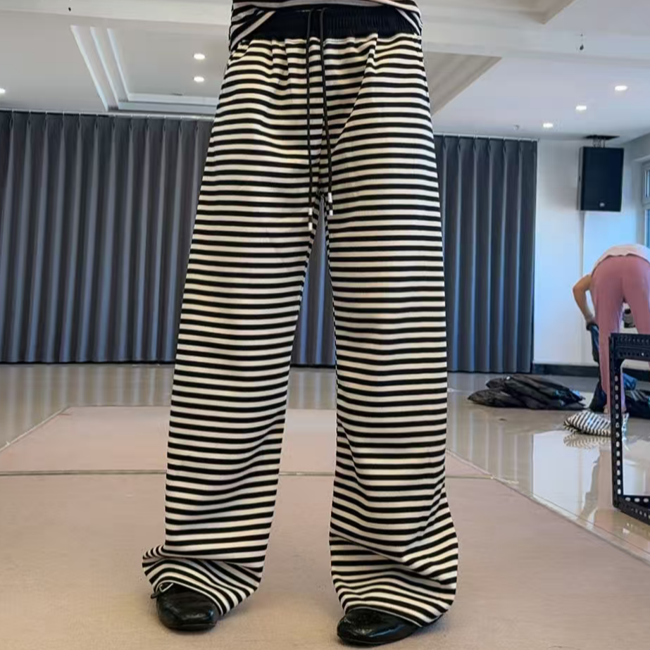时尚款欧姐家四季爆款条纹拖地裤