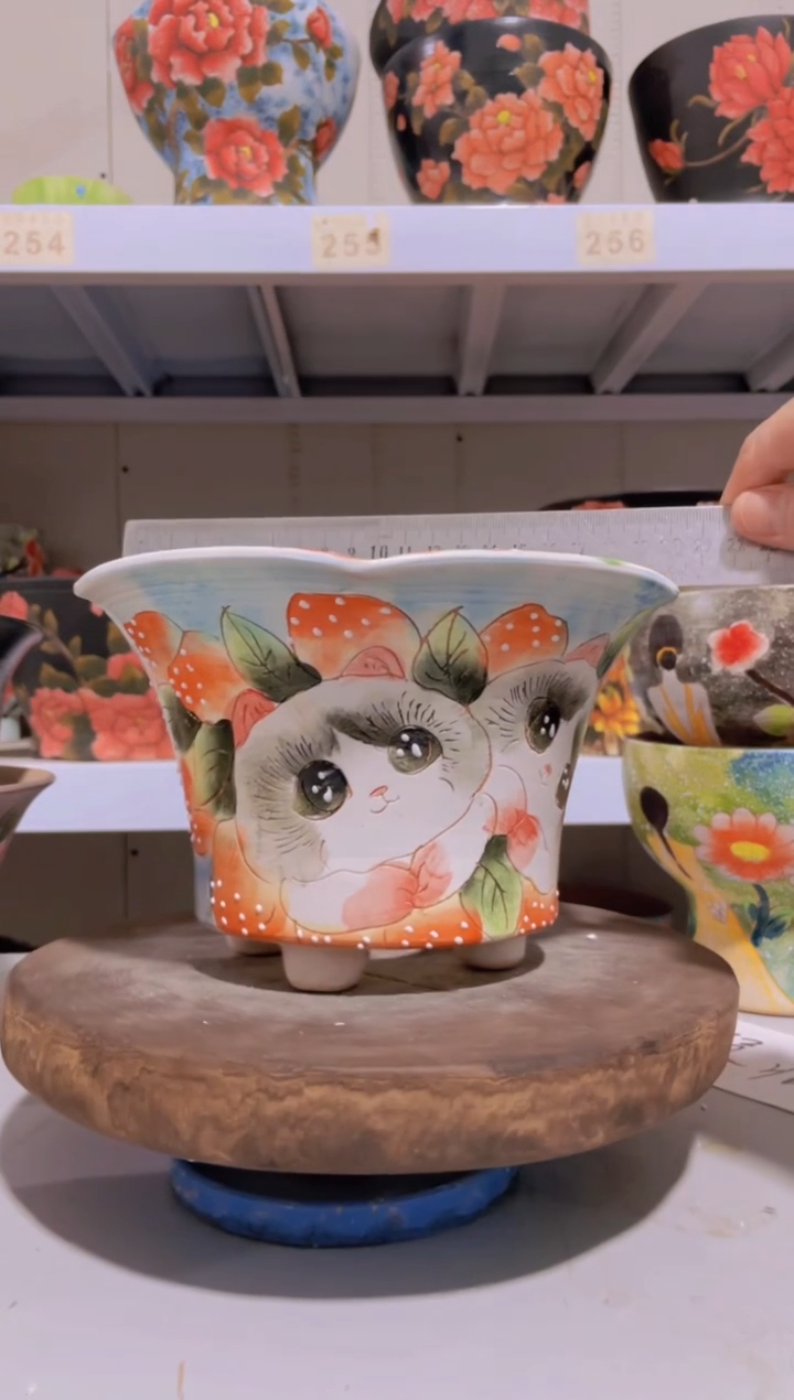 摆件45陶花岛花盆罐—手工痕迹默认，大小会有1-2公分误差