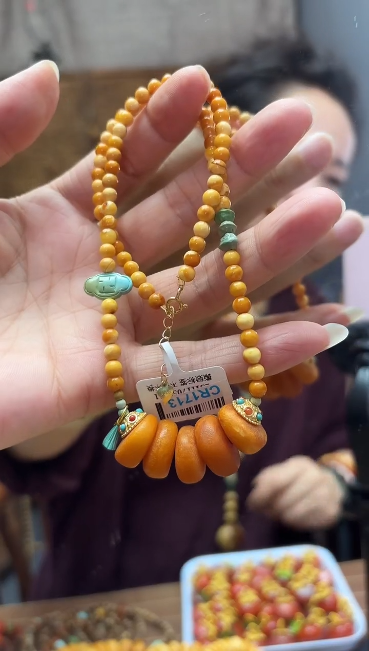 蜜蜡颈饰未镶嵌 多样性发一件设计款 锁骨链