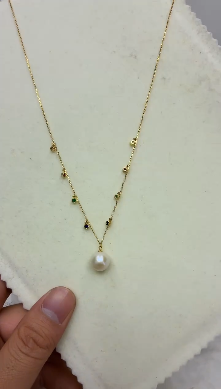 银S925镶嵌DA淡水珍珠曼塔吊坠 y1112