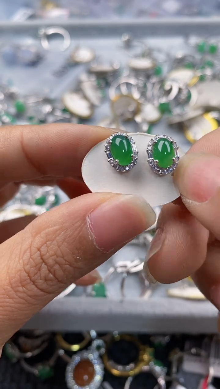 银S925镶嵌戒指翡翠晶*1212---1