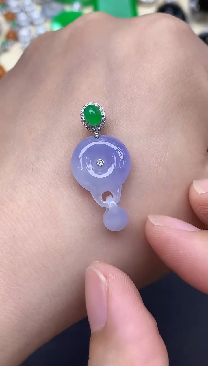 颈饰18K金镶嵌翡翠458-中国好珍宝