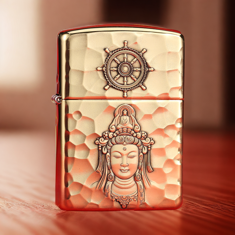 zippo打火机W铜盔甲观心背面莲叶之宝防风送男友新年礼物DY9912FD