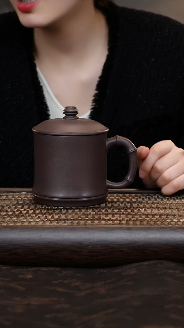 【闪购商品】紫砂茶杯天青竹节老板杯
