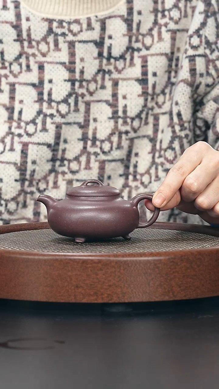 茶壶紫砂三足-紫泥-全手工无添加-150cc