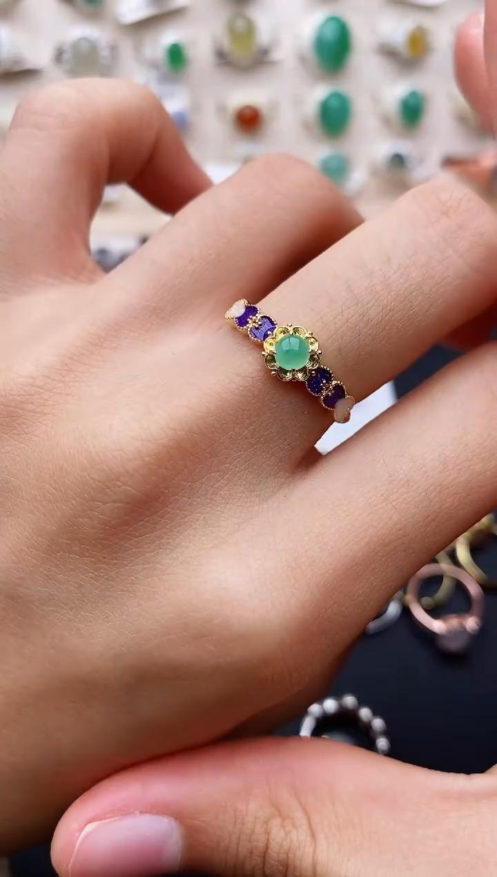 【闪购商品】翡翠戒指银S925镶嵌缅甸翡翠