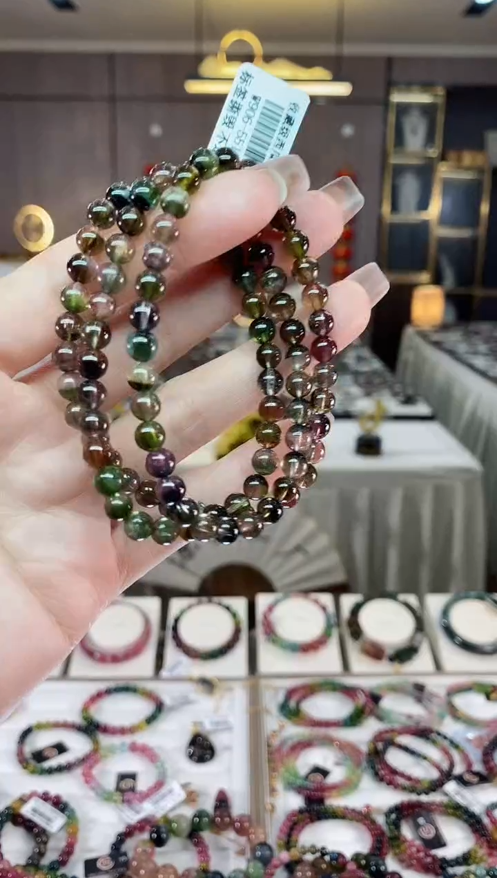 【闪购商品】碧玺西瓜三圈手串5mm+未镶嵌一物一证dan
