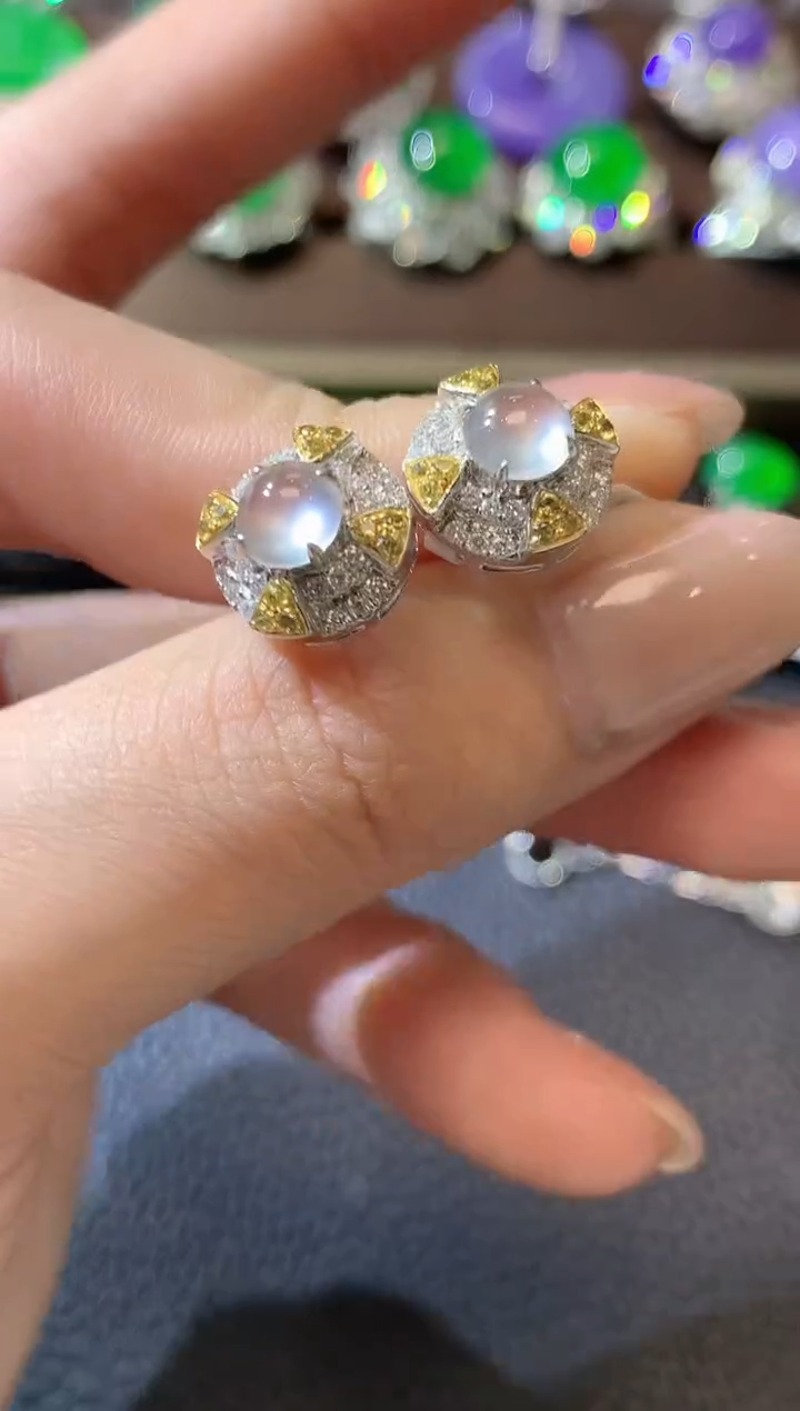 【闪购商品】翡翠耳饰18K金镶嵌D22翡翠