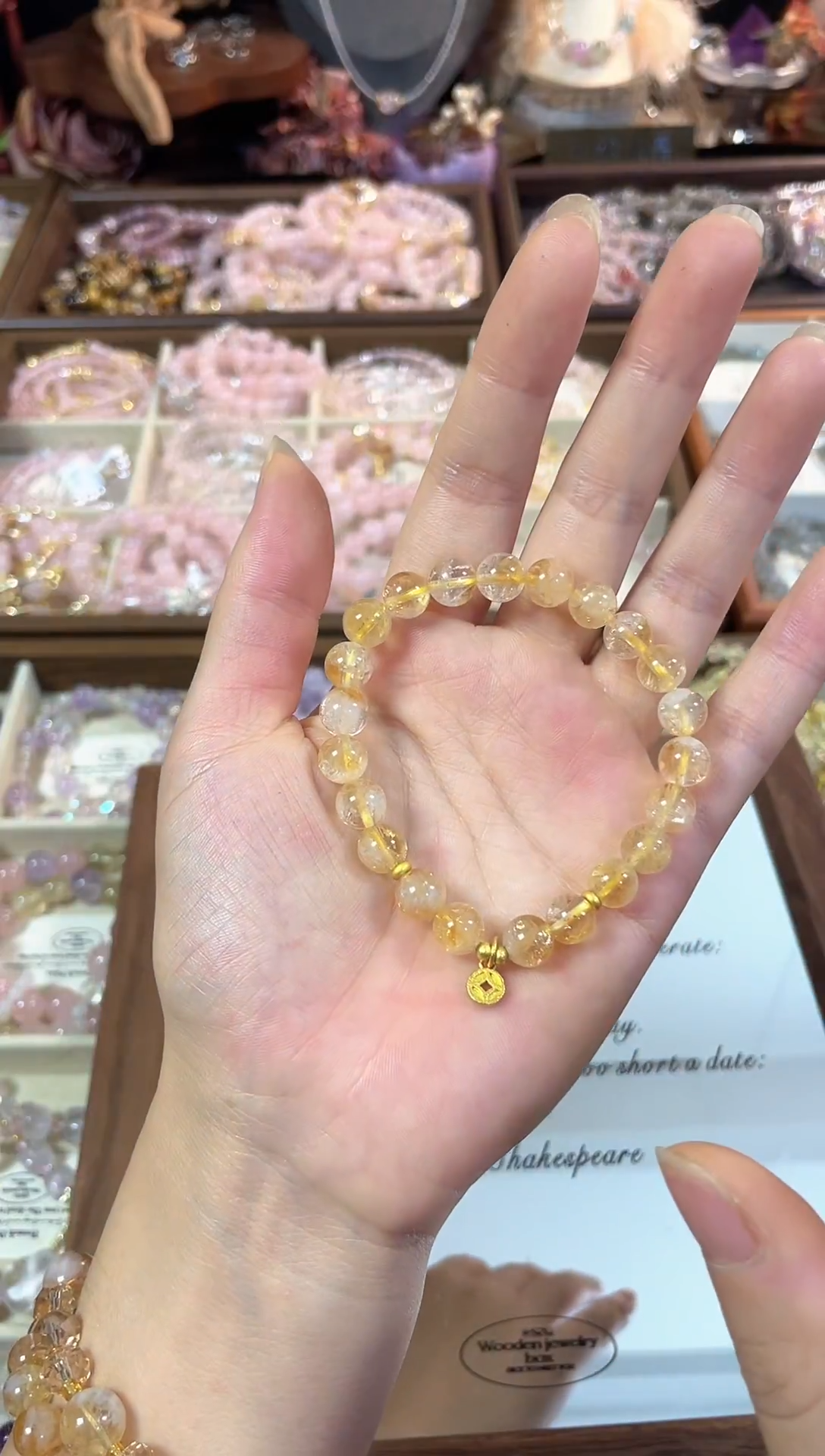 未镶嵌手串水晶天然黄塔晶小铜钱手串多样发一