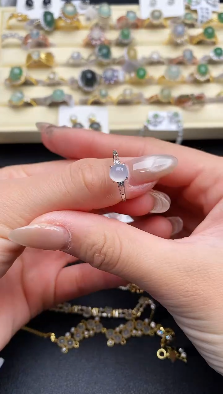 【闪购商品】翡翠戒指银S925镶嵌44444444+10