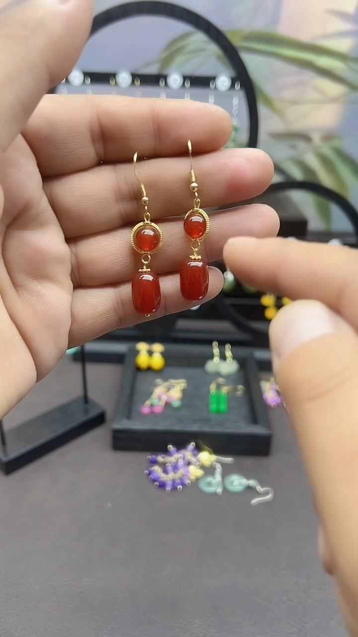 未镶嵌耳钉玛瑙/玉髓013