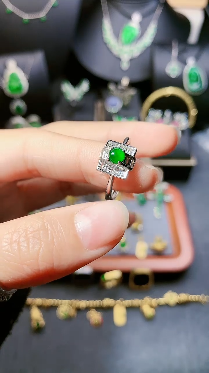 【闪购商品】翡翠耳饰银S925镶嵌戒指