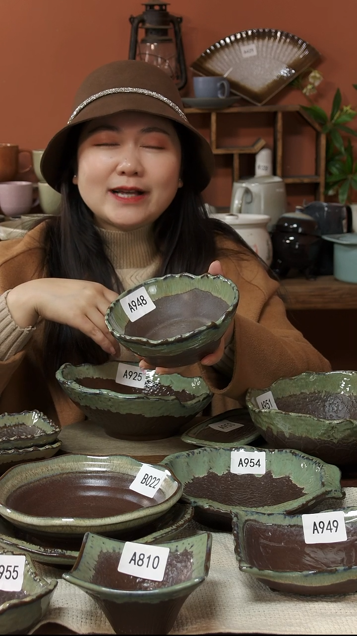 陶瓷A948陶瓷粗陶花边碗一个微瑕15.5*6