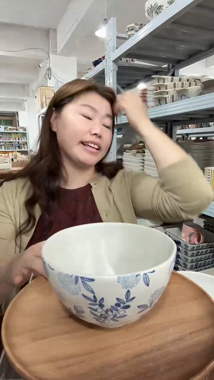 瓷青花蓝色6英寸面碗2个