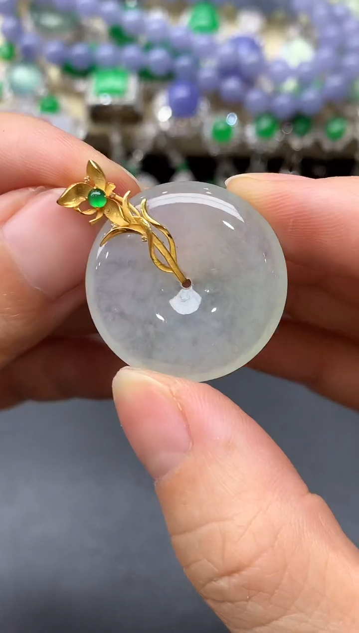 颈饰18K金镶嵌翡翠209-中国好珍宝