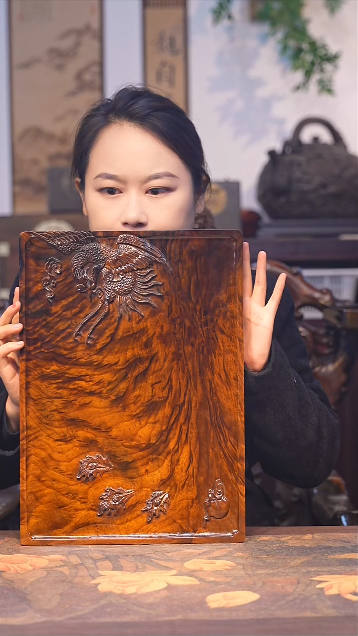 金丝楠小叶桢楠【35】纯手工 整板精雕 大漆干料茶盘