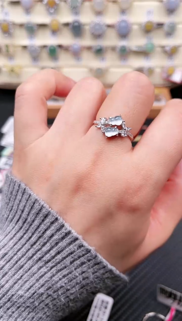 【闪购商品】翡翠戒指银S925镶嵌戒指葫芦