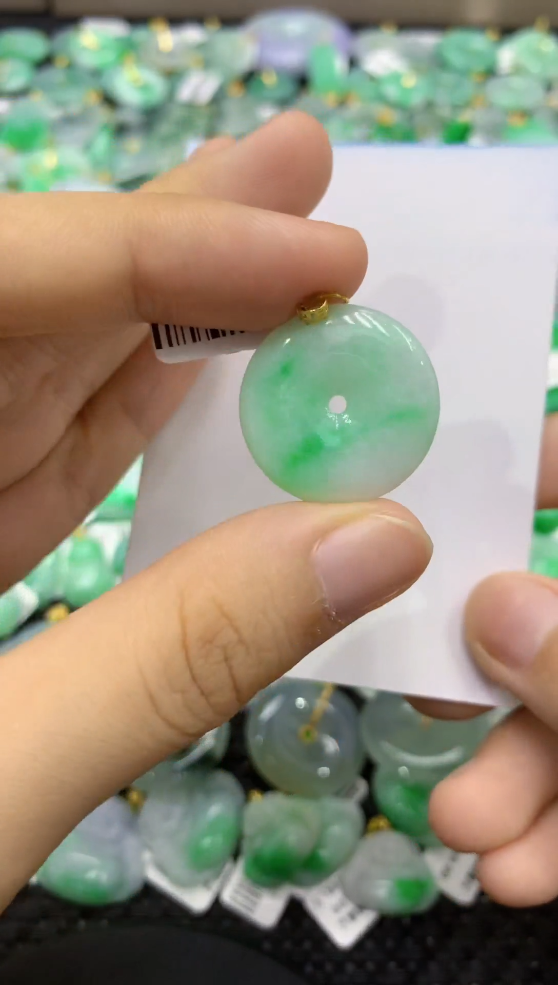 颈饰18K金镶嵌翡翠天然缅甸翡翠A货