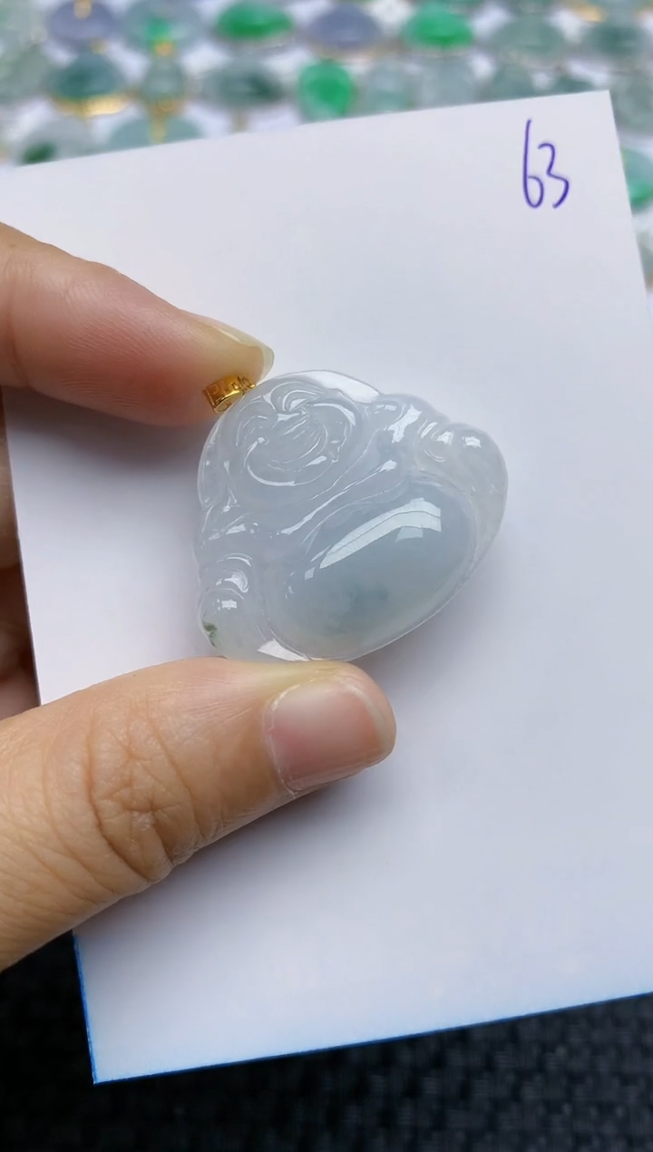 【闪购商品】翡翠挂件18K金镶嵌天然A货翡翠 63