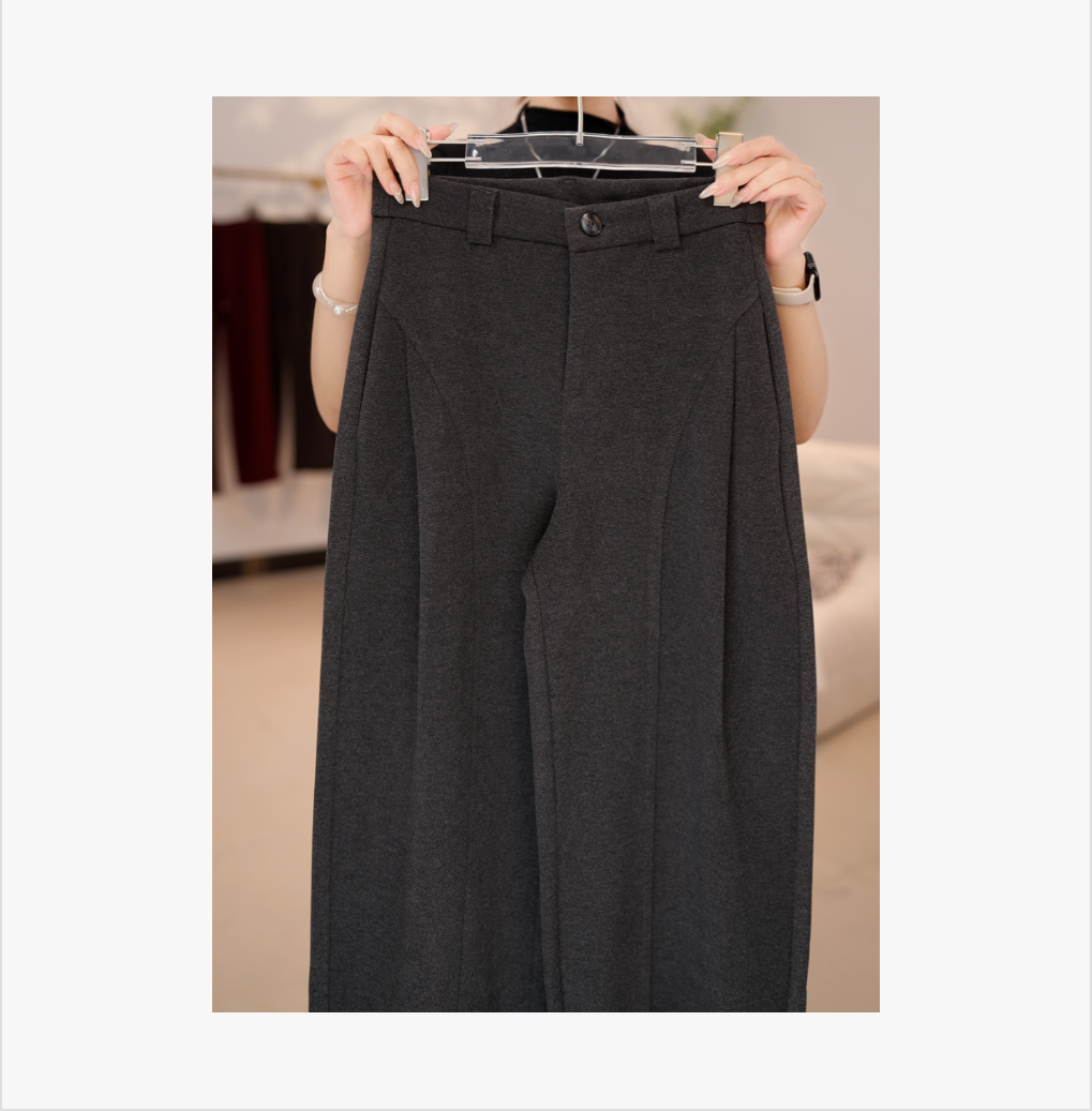 AQ--杭州专柜 高腰女裤 冬季款 雪花加绒直筒长裤C-0003