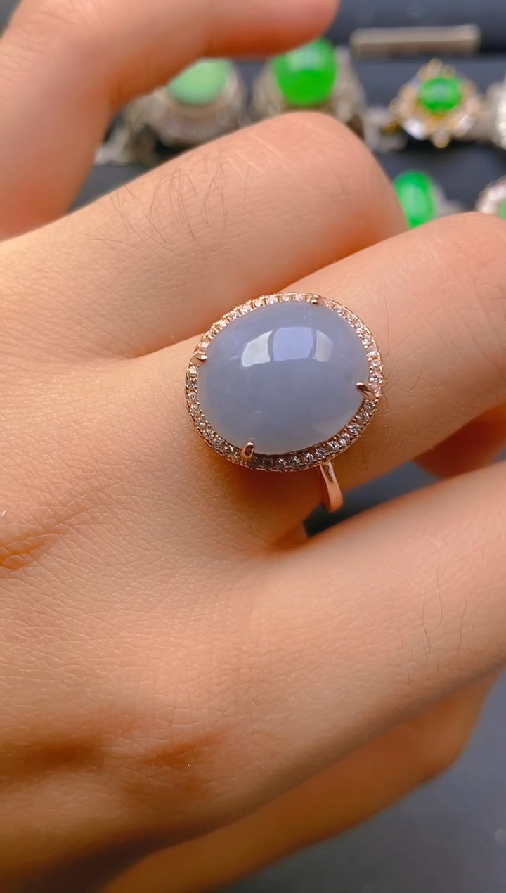 【闪购商品】翡翠戒指银S925镶嵌天然A货翡翠1