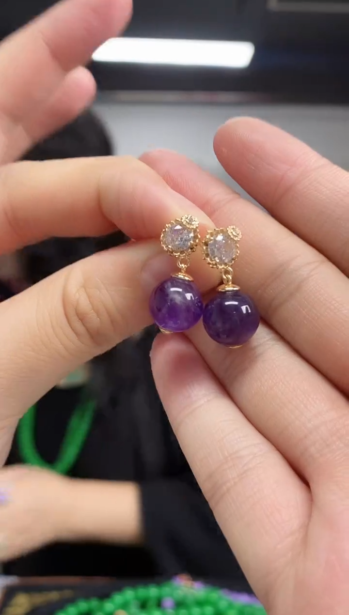 水晶耳饰未镶嵌闪购链接 多样性发其一颜色微差