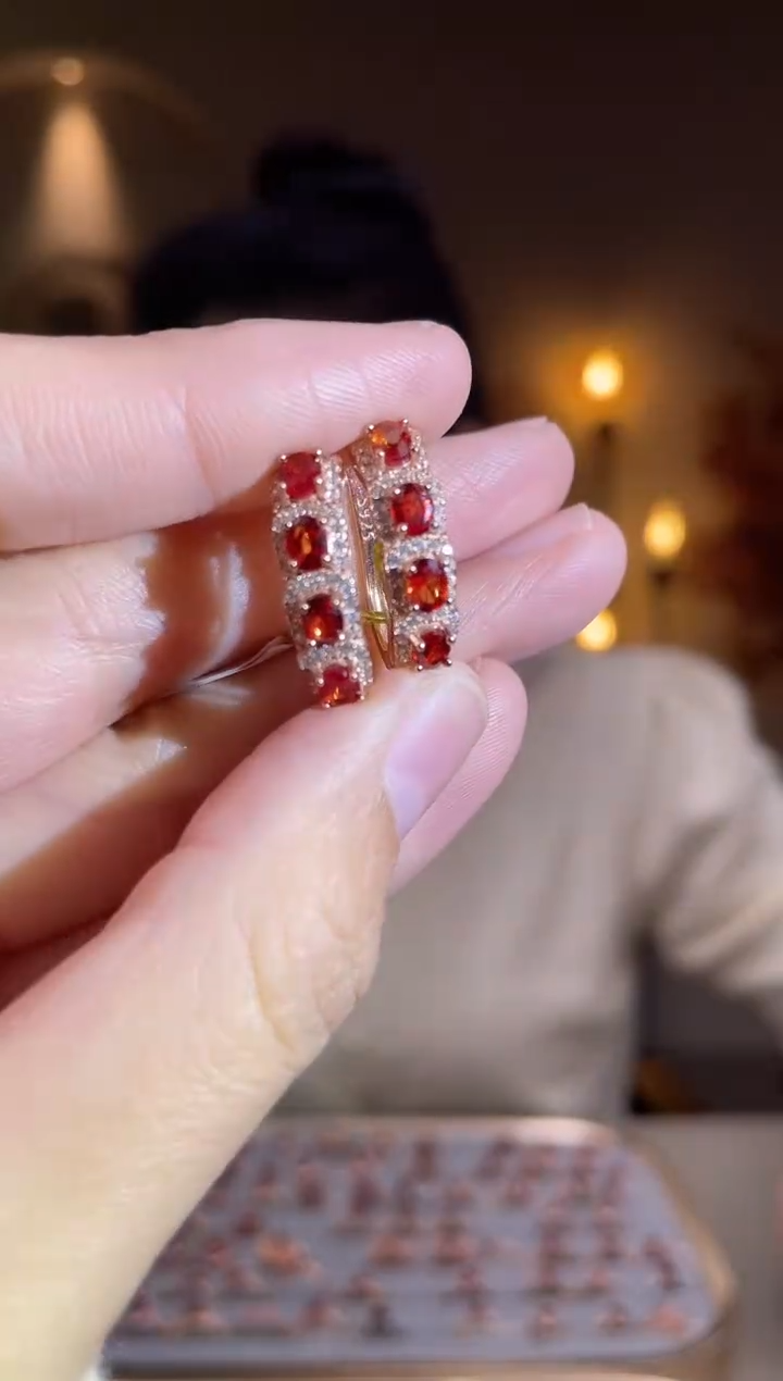 耳饰彩色蓝宝石银S925镶嵌耳饰