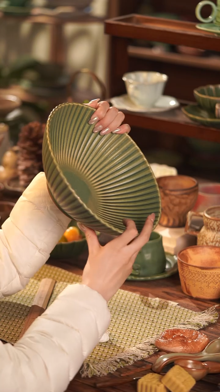 摆件陶景德镇手作餐具@@